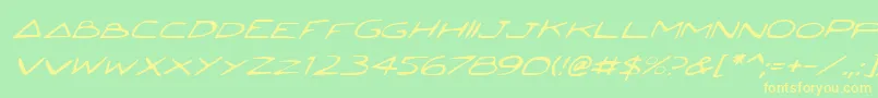 フォントJettaItalic – 黄色の文字が緑の背景にあります