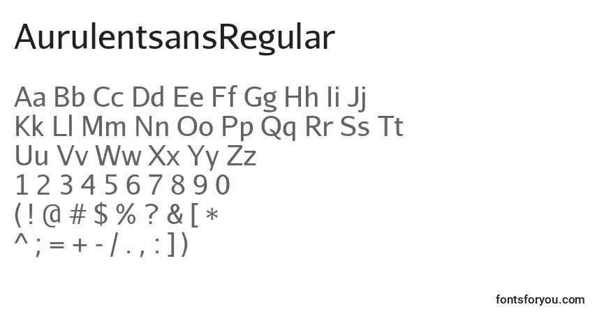 A fonte AurulentsansRegular – alfabeto, números, caracteres especiais