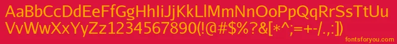 フォントAurulentsansRegular – 赤い背景にオレンジの文字