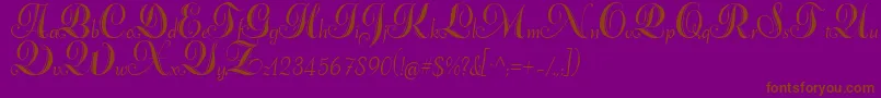 フォントAdanaScript – 紫色の背景に茶色のフォント
