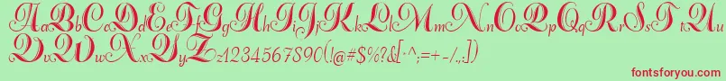 AdanaScript-fontti – punaiset fontit vihreällä taustalla