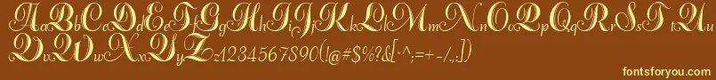 AdanaScript-fontti – keltaiset fontit ruskealla taustalla