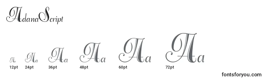 AdanaScript Font Sizes