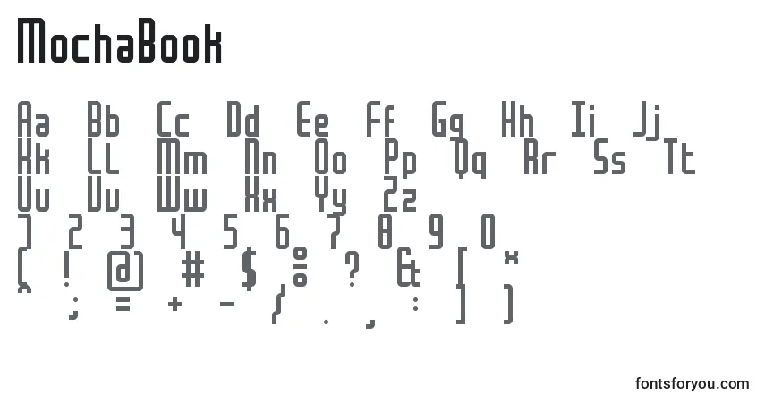 A fonte MochaBook – alfabeto, números, caracteres especiais