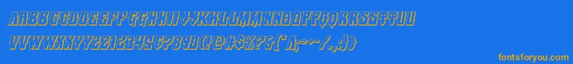 Warlocksale3Dital-Schriftart – Orangefarbene Schriften auf blauem Hintergrund