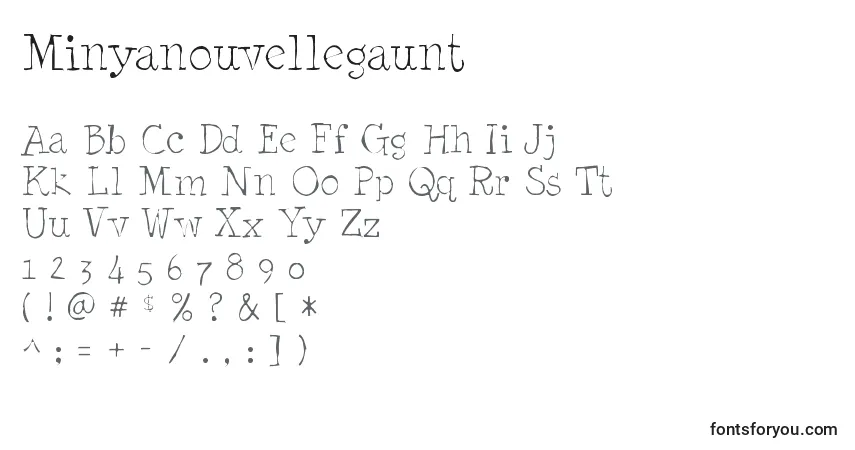 A fonte Minyanouvellegaunt – alfabeto, números, caracteres especiais