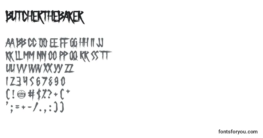 Czcionka ButcherTheBaker – alfabet, cyfry, specjalne znaki