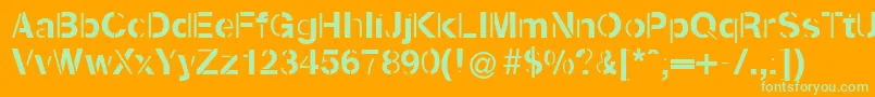 Kenzotiqua Font – Green Fonts on Orange Background
