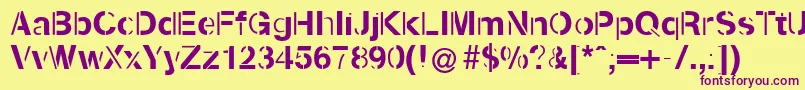 Kenzotiqua Font – Purple Fonts on Yellow Background