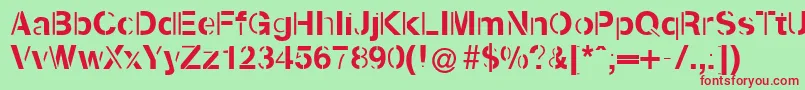 Kenzotiqua Font – Red Fonts on Green Background