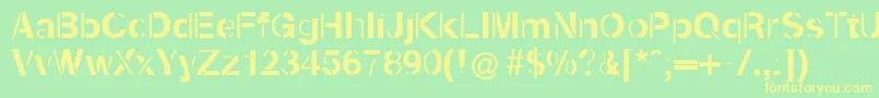 Kenzotiqua Font – Yellow Fonts on Green Background