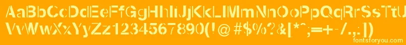 Kenzotiqua Font – Yellow Fonts on Orange Background