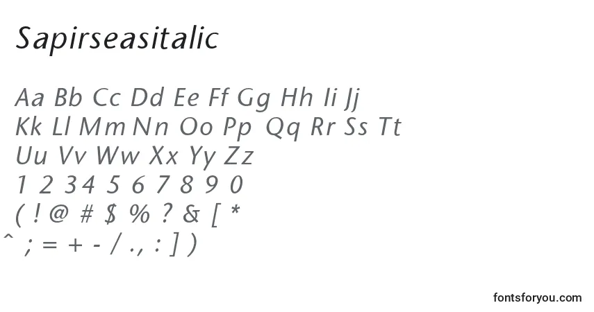 Шрифт Sapirseasitalic – алфавит, цифры, специальные символы