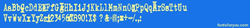 ZombieQueenXed Font – Yellow Fonts on Blue Background