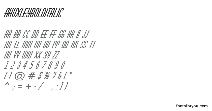 Шрифт AHuxleyBolditalic – алфавит, цифры, специальные символы