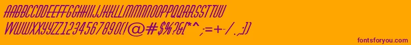 AHuxleyBolditalic-Schriftart – Violette Schriften auf orangefarbenem Hintergrund