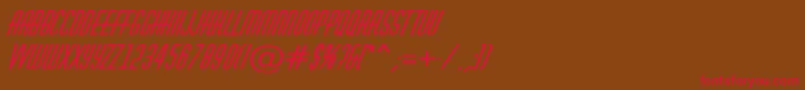 フォントAHuxleyBolditalic – 赤い文字が茶色の背景にあります。