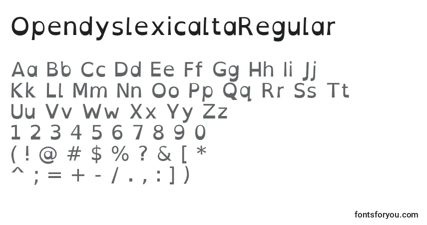Fuente OpendyslexicaltaRegular - alfabeto, números, caracteres especiales