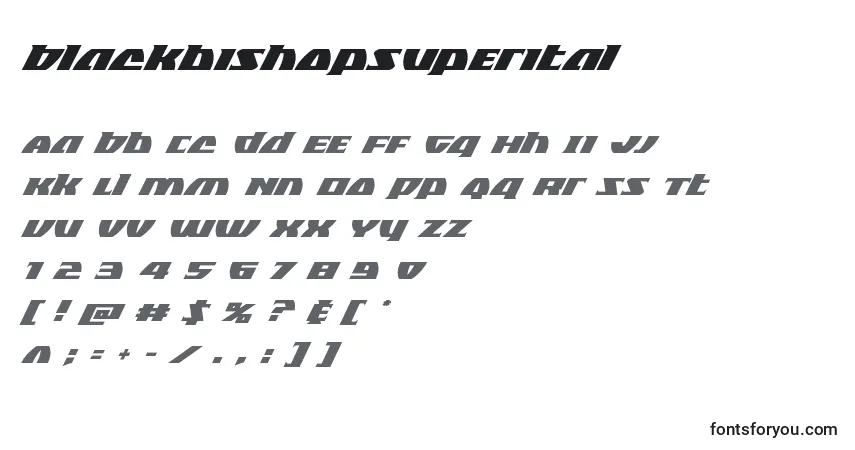 Schriftart Blackbishopsuperital – Alphabet, Zahlen, spezielle Symbole