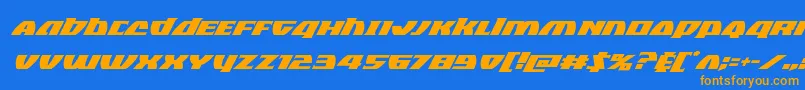フォントBlackbishopsuperital – オレンジ色の文字が青い背景にあります。