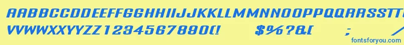 フォントOnanrg – 青い文字が黄色の背景にあります。
