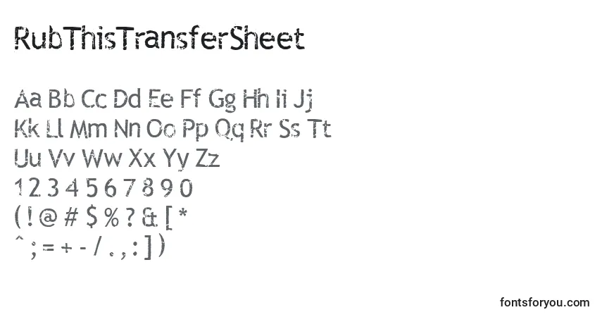 A fonte RubThisTransferSheet – alfabeto, números, caracteres especiais