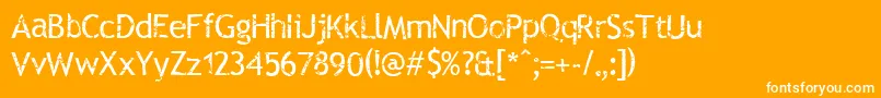 RubThisTransferSheet-fontti – valkoiset fontit oranssilla taustalla