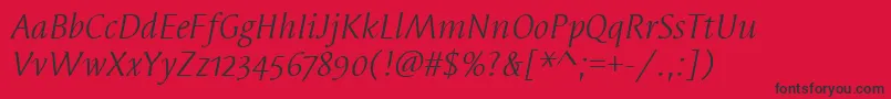 SyndorOsItcTtBookitalic Font – Black Fonts on Red Background