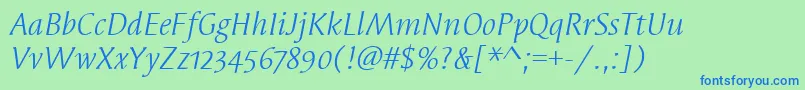 フォントSyndorOsItcTtBookitalic – 青い文字は緑の背景です。