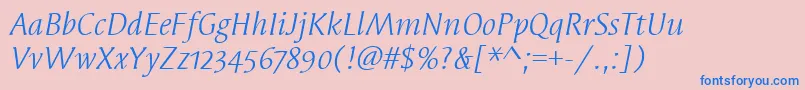 Czcionka SyndorOsItcTtBookitalic – niebieskie czcionki na różowym tle
