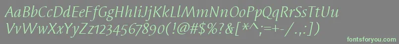 SyndorOsItcTtBookitalic Font – Green Fonts on Gray Background