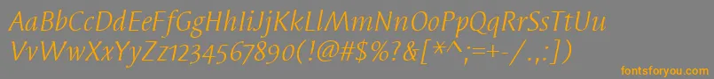 SyndorOsItcTtBookitalic Font – Orange Fonts on Gray Background