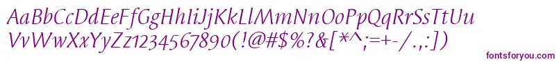 SyndorOsItcTtBookitalic Font – Purple Fonts on White Background