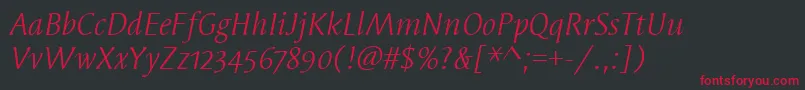 SyndorOsItcTtBookitalic Font – Red Fonts on Black Background