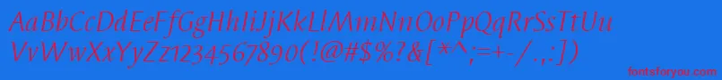SyndorOsItcTtBookitalic Font – Red Fonts on Blue Background