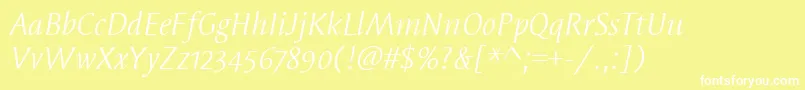 SyndorOsItcTtBookitalic Font – White Fonts on Yellow Background