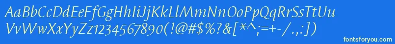 Шрифт SyndorOsItcTtBookitalic – жёлтые шрифты на синем фоне