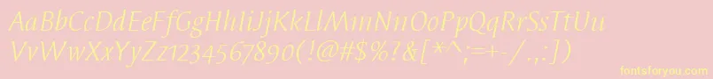 fuente SyndorOsItcTtBookitalic – Fuentes Amarillas Sobre Fondo Rosa