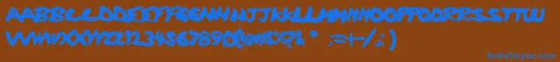 Discharge2 Font – Blue Fonts on Brown Background