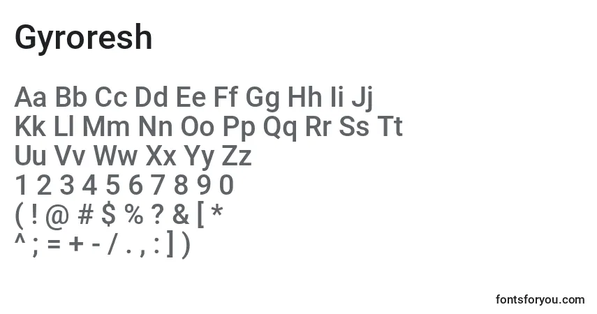 Шрифт Gyroresh – алфавит, цифры, специальные символы