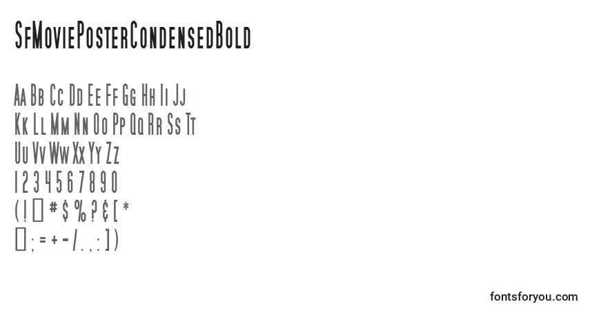 Шрифт SfMoviePosterCondensedBold – алфавит, цифры, специальные символы