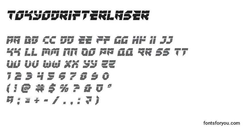 A fonte Tokyodrifterlaser – alfabeto, números, caracteres especiais
