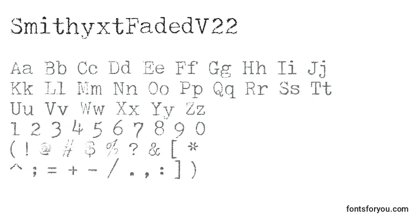 Шрифт SmithyxtFadedV22 – алфавит, цифры, специальные символы