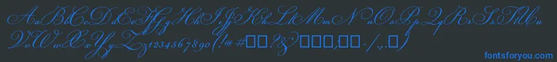 フォントChampignon – 黒い背景に青い文字