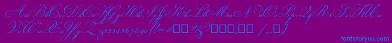 フォントChampignon – 紫色の背景に青い文字