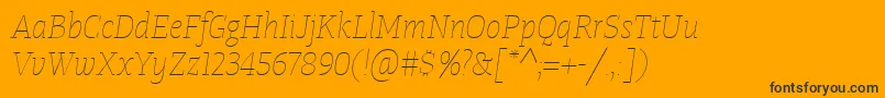 TangerserifnarrowulUltralightitalic Font – Black Fonts on Orange Background