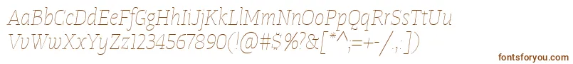 TangerserifnarrowulUltralightitalic Font – Brown Fonts on White Background