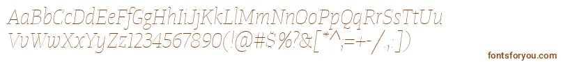 Шрифт TangerserifnarrowulUltralightitalic – коричневые шрифты на белом фоне