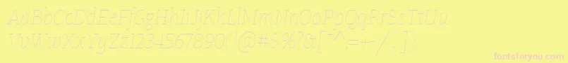 Fonte TangerserifnarrowulUltralightitalic – fontes rosa em um fundo amarelo