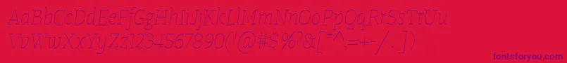 fuente TangerserifnarrowulUltralightitalic – Fuentes Moradas Sobre Fondo Rojo